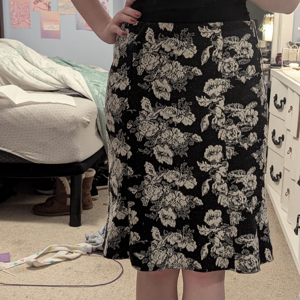 Floral Black and White Women's Skirt